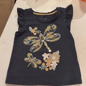 NWOT Shabby Chic Gray and Gold Dragonfly Kids Tank Top